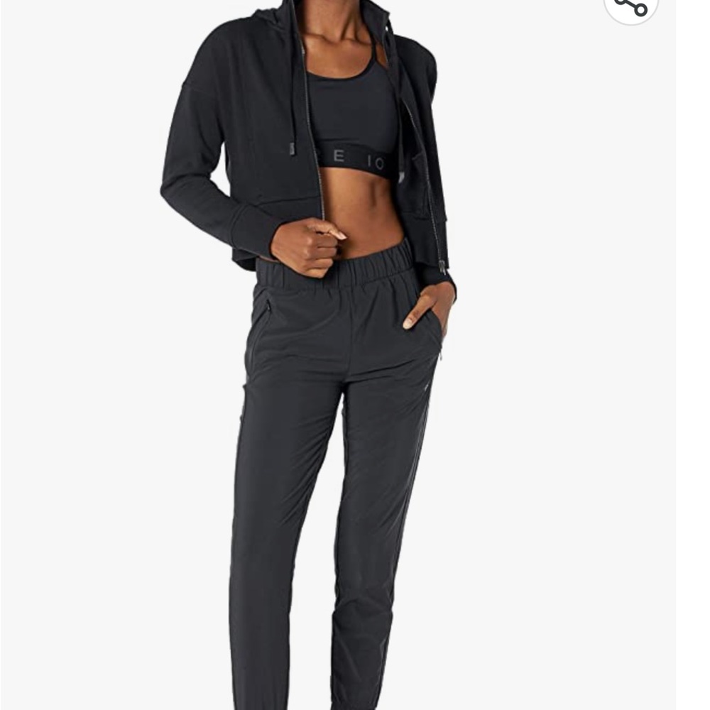 NWT CORE 10 Cropped Zip-Up Hoodie Sweatshirt Black - Picture 5 of 8
